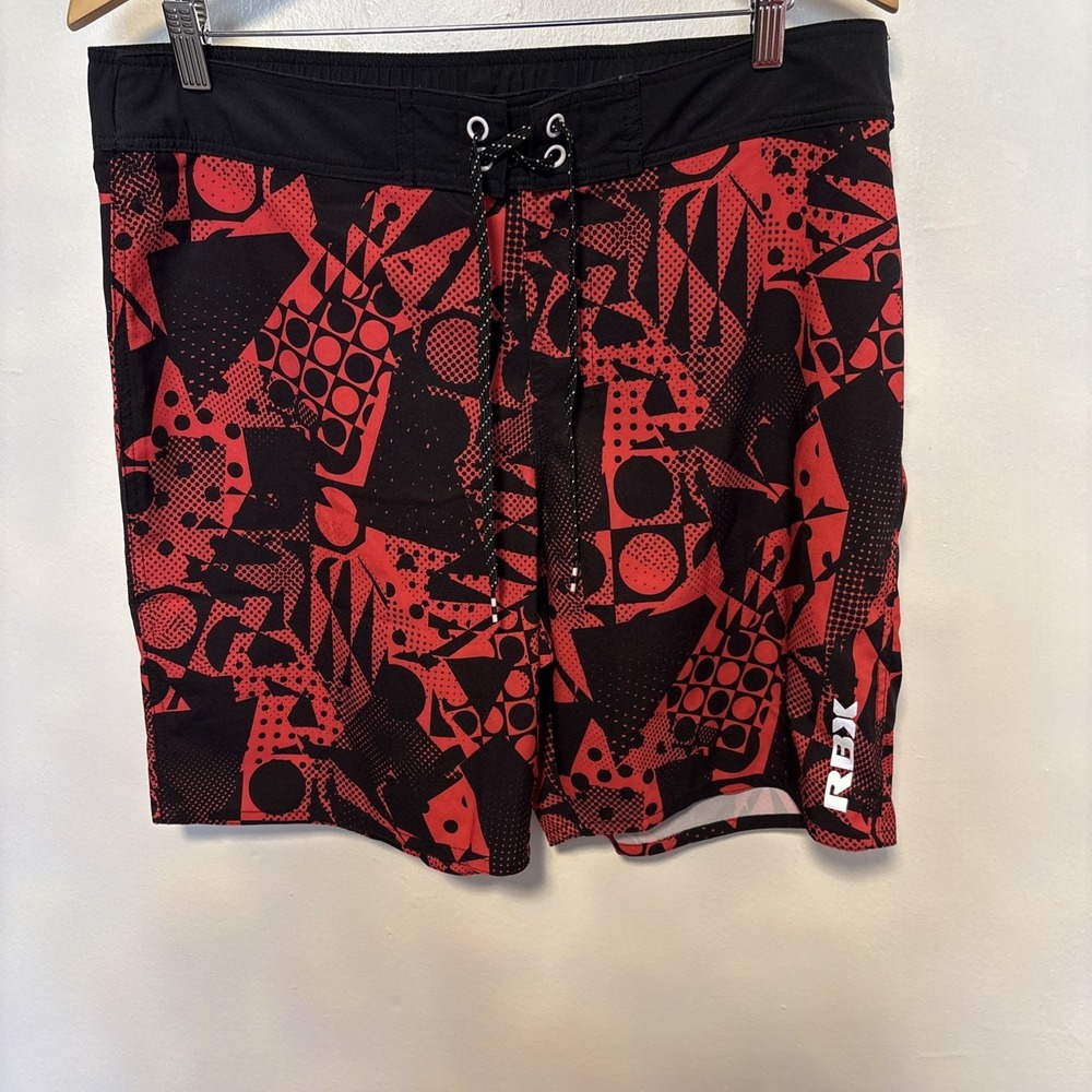 RBX Mens Large Red & Black‎ Briefed Lined Swim Swimming Trunks New Size L
